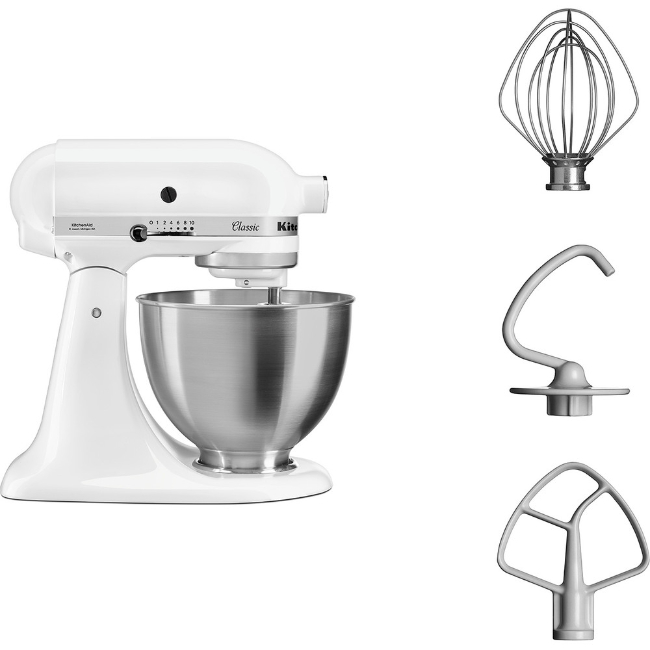 KitchenAid Classic 4.3L Tilt Head Mixer White | 5K45SSBWH - Image 2 KitchenAid Classic 4.3L Tilt Head Mixer White | 5K45SSBWH - Image 2