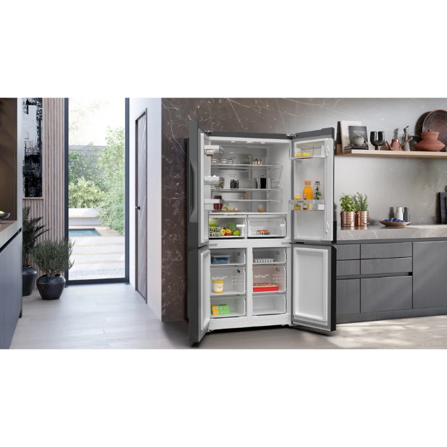 Siemens IQ300 French Door Fridge Freezer - Brushed Black Steel | KF96NAXEAG - Image 4