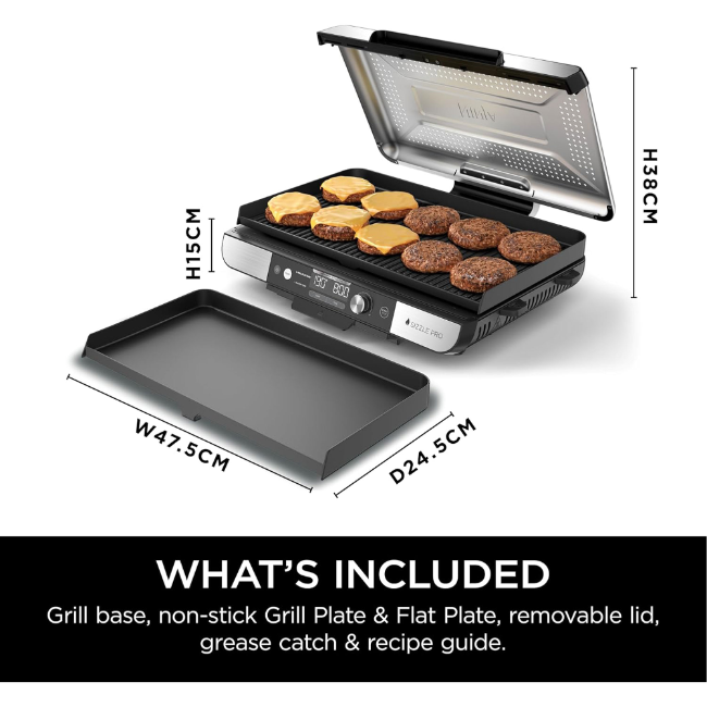 Ninja Sizzle Pro Xl Grill & Flat Plate - Silver/Black | GX101UK - Image 2