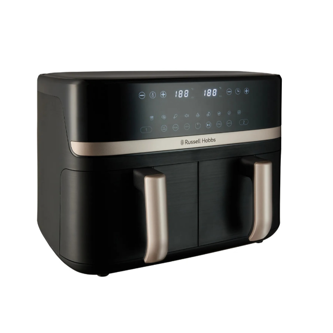 Russell Hobbs Air Fryer 9ltr Dual Basket | Black & Champagne | 27680