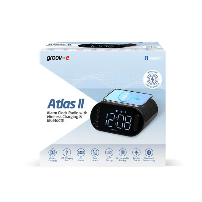 Groove Atlas II Alarm Clock Radio With Wireless Charging | GVCR06 - Image 4
