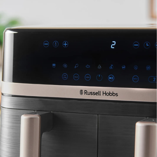 Russell Hobbs Air Fryer 9ltr Dual Basket | Black & Champagne | 27680 - Image 5