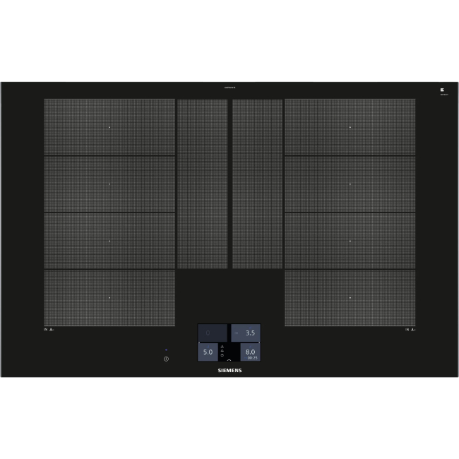 Siemens iQ700 80cm 4 Zone Flex Induction Hob Black Glass | EX875KYW1E - Image 1 Siemens iQ700 80cm 4 Zone Flex Induction Hob Black Glass | EX875KYW1E - Image 1
