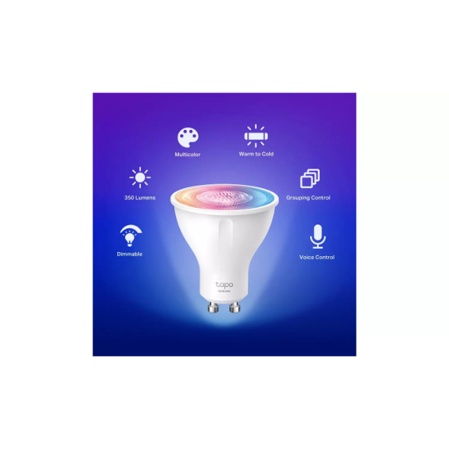 TP Link Tapo Smart Wi-Fi Spotlight Multicolor GU10 LED Spotlight | TAPOL6302PK - Image 6