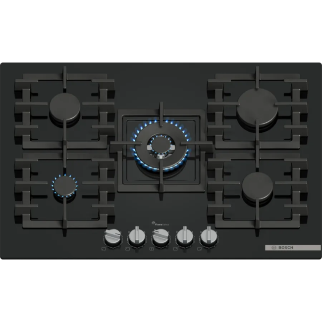 Bosch Series 6, 5 Burner Gas Hob - Black | PPQ7A6I40 Bosch Series 6, 5 Burner Gas Hob - Black | PPQ7A6I40