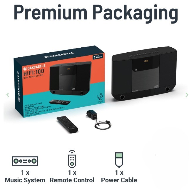 Oakcastle Compact HiFi Bluetooth Stereo System - Black | 1000002839 - Image 5