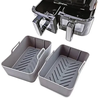 Silicone Air Fryer Rectangle Liners Tray Pack Of 2 - Grey  | 325359 Silicone Air Fryer Rectangle Liners Tray Pack Of 2 - Grey  | 325359