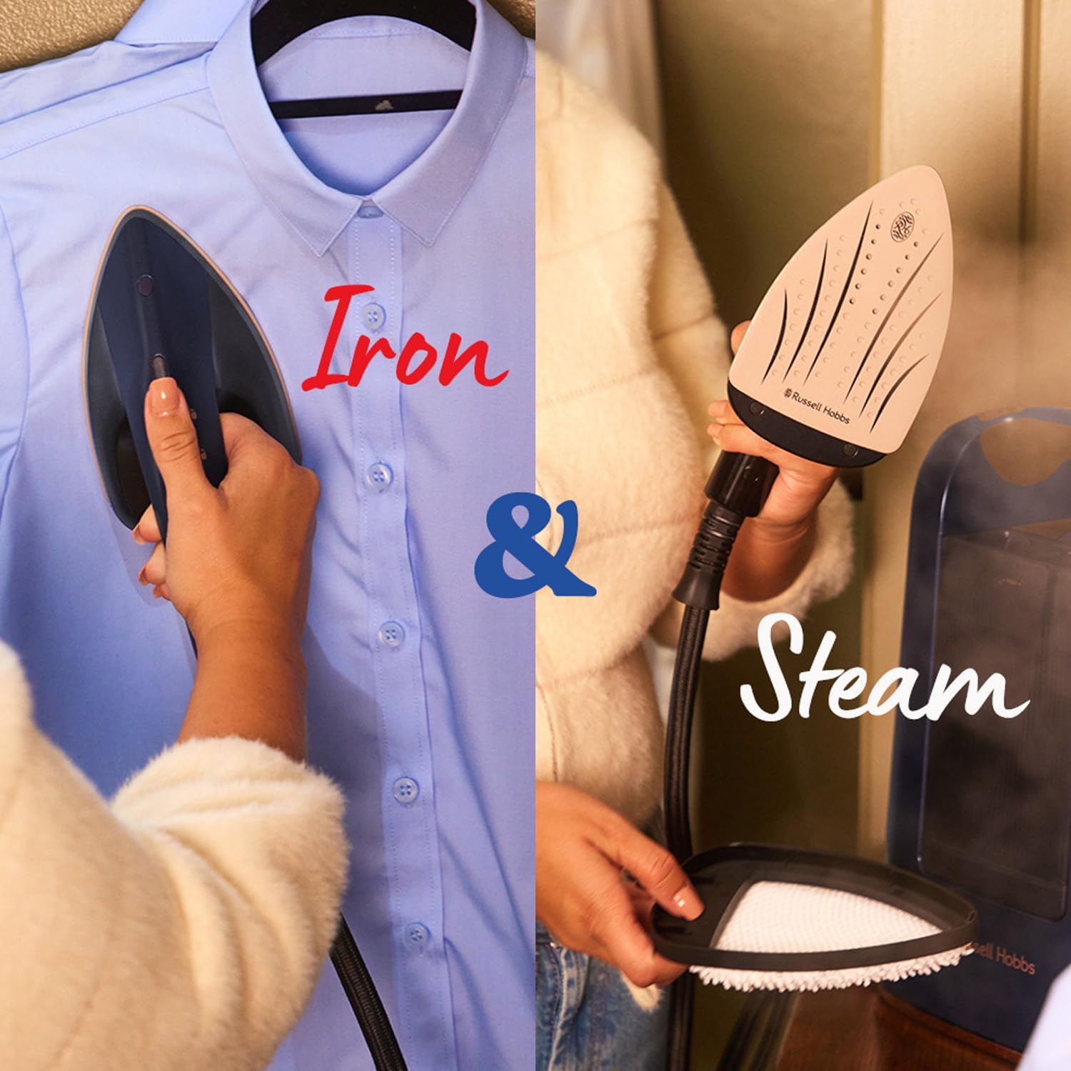 Russell Hobbs Genie Maestro Hand Held Steamer | 2-in-1 | Blue | 27600 - Image 2