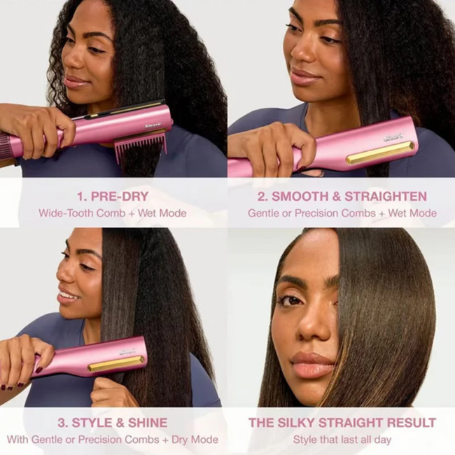 Shark SilkiPro Straight Hair Straightener + Dryer in One Tool - Rose Petal | HT401UKPK - Image 10