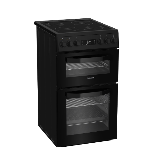 Hotpoint 50cm Freestanding Double Electric Cooker - Black | HDE5VDCB