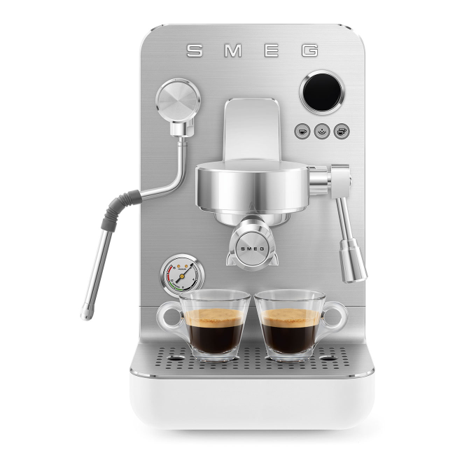 Smeg Mini Pro Espresso Coffee Machine - Matt White | EMC02WHMUK