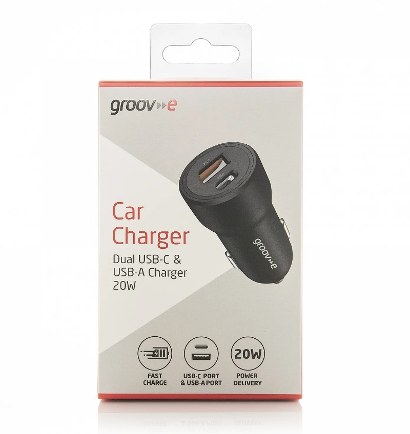 Groove 20W Dual USB-C & USB-A Car Charger | GVMA124BK - Image 3