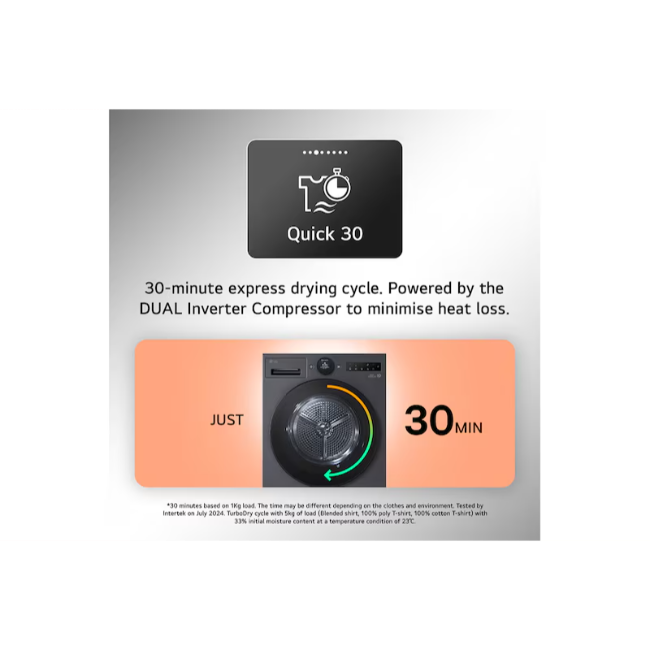 LG 9kg DUAL Inverter Heat Pump™ Tumble Dryer Series 7 - Black | RHX7009TBB - Image 12