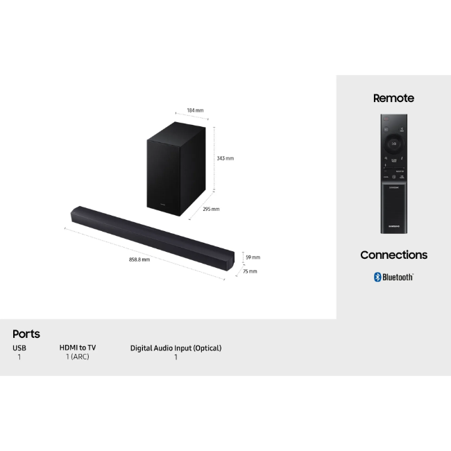 Samsung B-Series 2.1ch Soundbar with Subwoofer - Black | HW-B450F-XU - Image 10