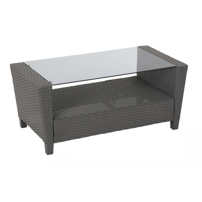 Malmo 4 Piece Resin Rattan Patio Set - Grey with Navy Cushions - Image 7