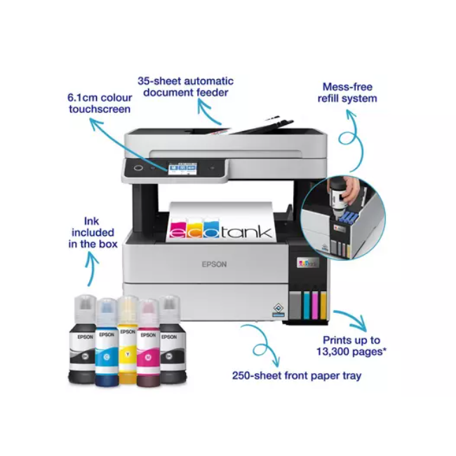 Epson EcoTank A4 Multifunction Wi-Fi Ink Tank Printer - White and Grey | ET5150 - Image 2