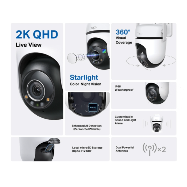 Tapo Outdoor 360° Security Wi-Fi Camera Pan/Tilt | C520WS - Image 2