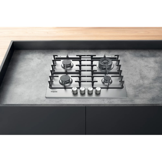 Hotpoint 60cm Gas Hob 4 Burners | PPH 60G DF IX UK - Image 3