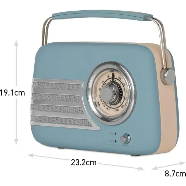 iTek Portable Bluetooth Retro FM Radio | Blue | I60028BLU - Image 6