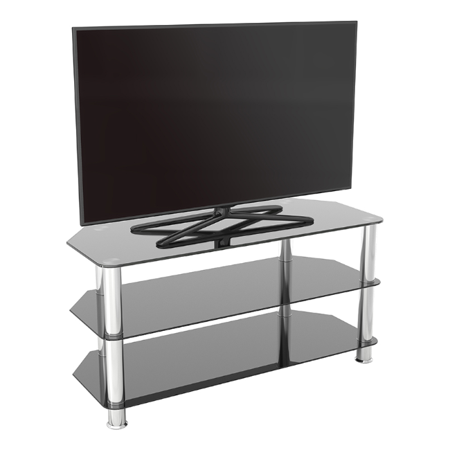 AVF Glass TV Stand 1000mm - Black and Chrome | SDC1000 - Image 5 AVF Glass TV Stand 1000mm - Black and Chrome | SDC1000 - Image 5