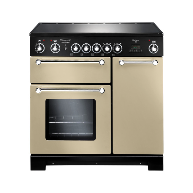 Rangemaster Kitchener 90 Ceramic 90cm Range Cooker - Cream& Chrome | KCH90ECCR-C - Image 1