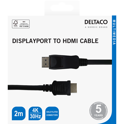 Deltaco Displayport To Hdmi Cable 4k Uhd | DP3020R - Image 2