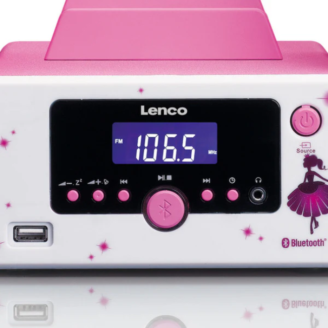 Lenco Micro Music System | FM Radio, Bluetooth, USB & AUX | Pink | MC-020PRINCESS - Image 3
