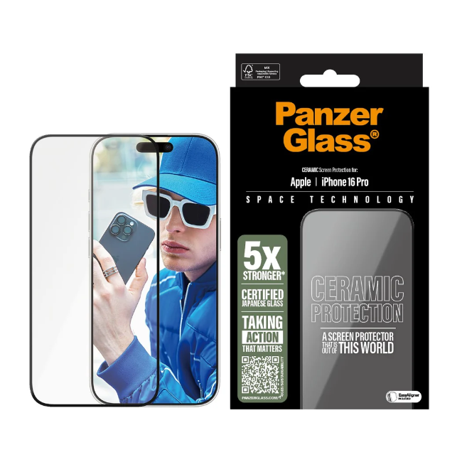 PanzerGlass Ceramic Screen Protector iPhone 16 Pro | Ultra Wide Fit | 2854