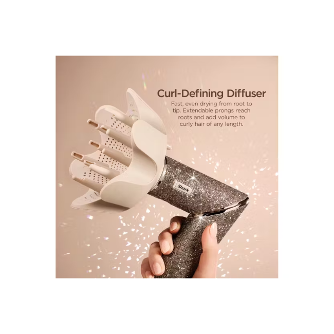 Shark FlexStyle Sparkle Gold Diamond Limited Edition 5-in-1 Air Styler & Hair Dryer Gift Set - Champagne | HD446JSUK - Image 3 Shark FlexStyle Sparkle Gold Diamond Limited Edition 5-in-1 Air Styler & Hair Dryer Gift Set - Champagne | HD446JSUK - Image 3