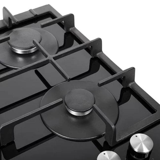 Nordmende 60cm 4 x Burner Gas Hob Cast Iron Pan Supports - Black | HGX603BGL - Image 3