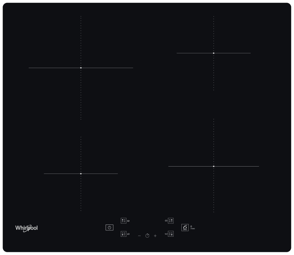 Whirlpool 60cm 6th Sense Induction Hob 4 Zone - Black Glass | WSQ2160NE Whirlpool 60cm 6th Sense Induction Hob 4 Zone - Black Glass | WSQ2160NE