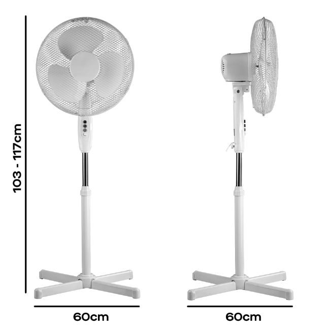 Daewoo 16" Oscillating Pedestal Fan | White | 929669 - Image 5