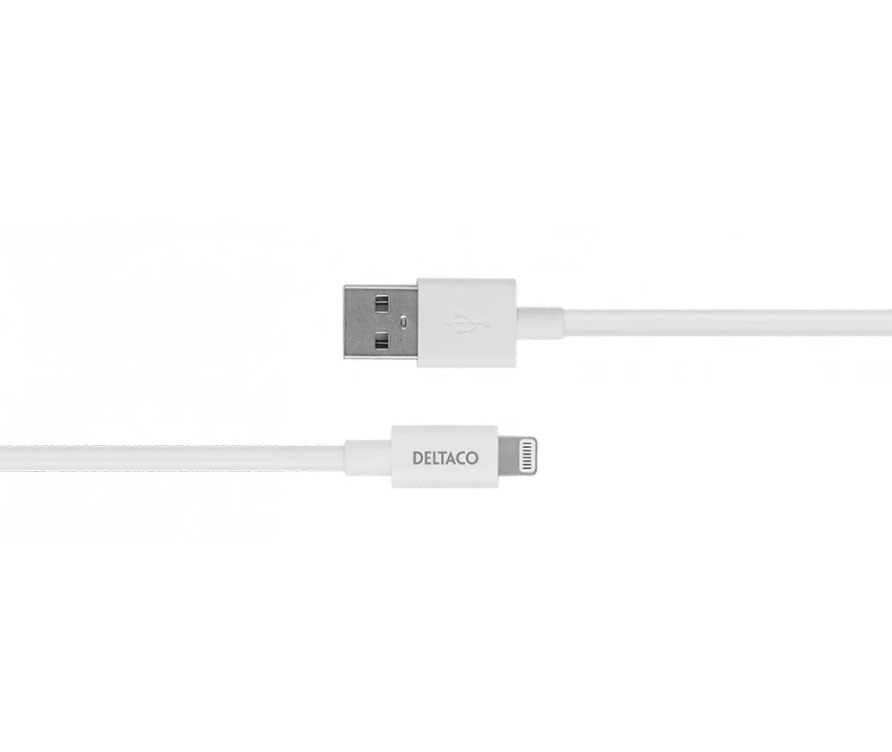 Deltaco 2M Apple USB-A To Lightning Cable - White | IPLH402 Deltaco 2M Apple USB-A To Lightning Cable - White | IPLH402