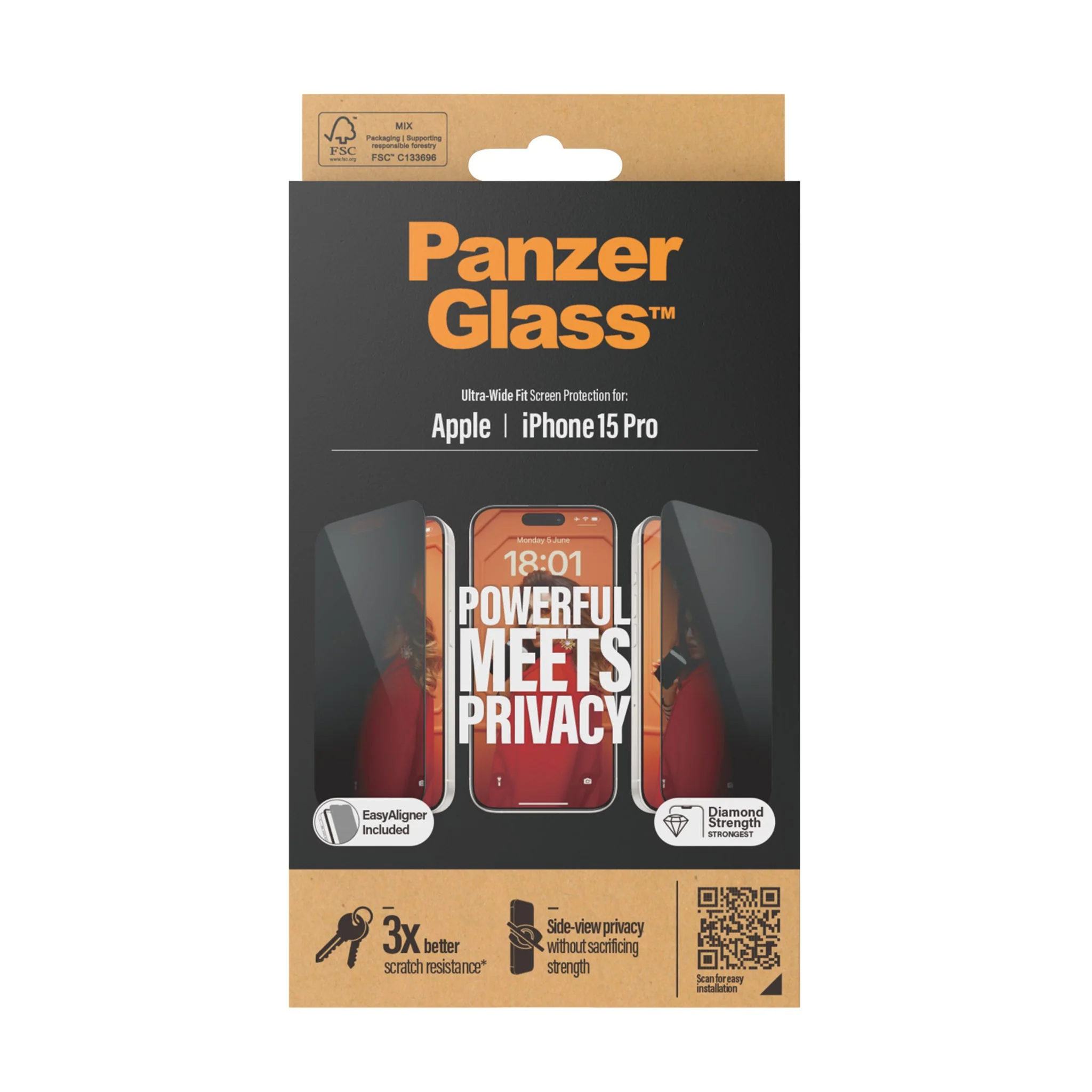 Panzerglass iPhone 15 Pro Privacy Screen Protector | P2810 