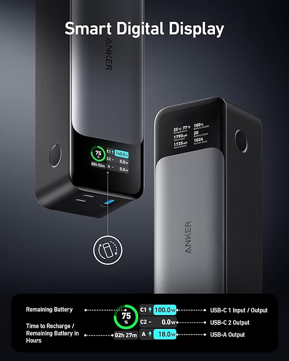 Anker 737 3-in-1 Power Bank 140W 24,000mAh - Black | A1289011 - Image 3