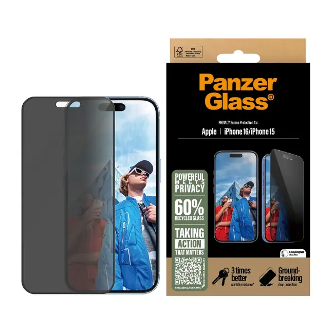 Panzer Privacy Screen Protector for Apple iPhone 16 | Ultra-Wide Fit | P2861 Panzer Privacy Screen Protector for Apple iPhone 16 | Ultra-Wide Fit | P2861