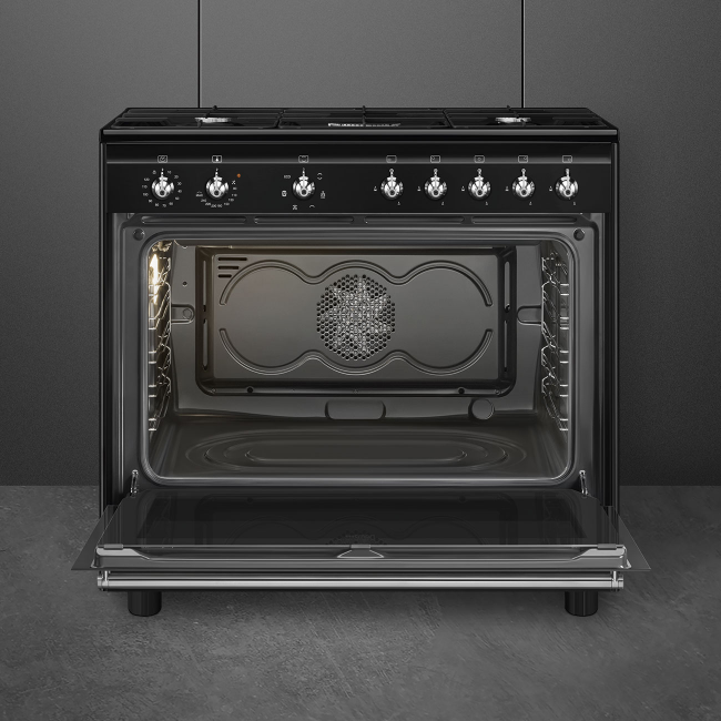 Smeg 90cm Dual Fuel Range Cooker - Black | CX91GMBL - Image 2