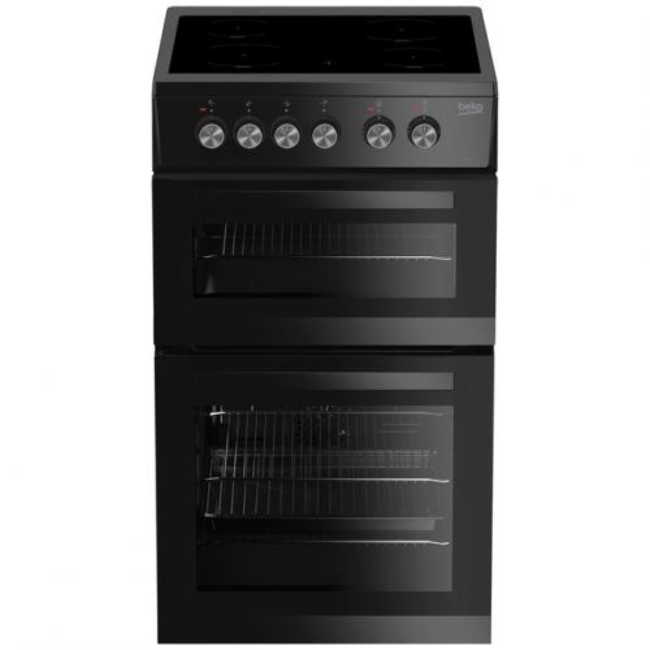 Beko 50cm Cooker Double Oven/Ceramic - Black | KDVC563AK