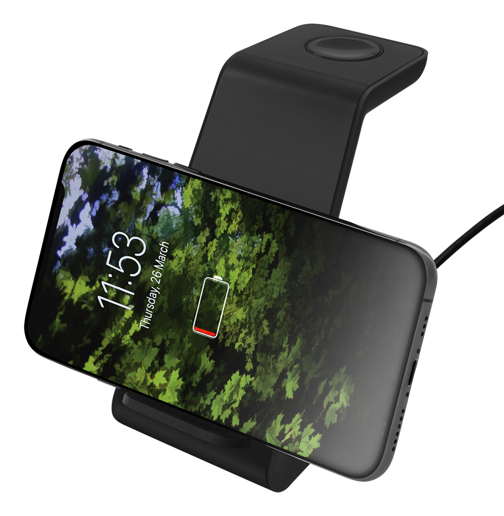 Deltaco 3-in-1 Wireless Charger - Black | QI1041 - Image 4