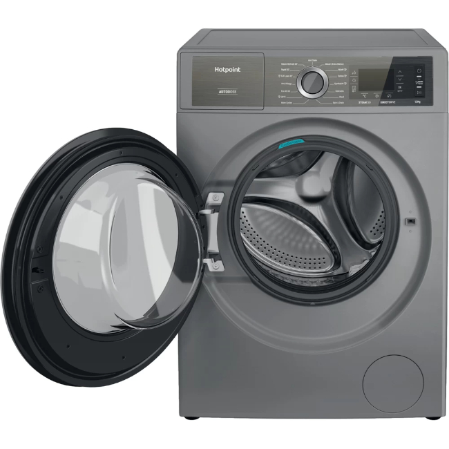 Hotpoint 10KG 1350 Spin Washing Machine - Silver | H8W046SBUK - Image 2 Hotpoint 10KG 1350 Spin Washing Machine - Silver | H8W046SBUK - Image 2