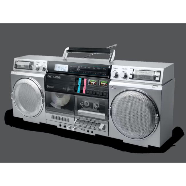 Muse Ghetto Blaster with FM Radio, CD, tape, USB - Silver | M-380GBS - Image 2