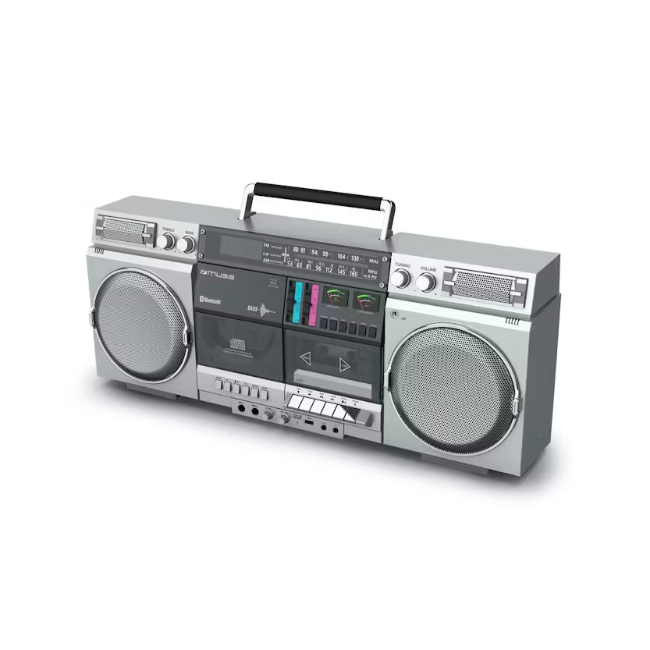 Muse Ghetto Blaster with FM Radio, CD, tape, USB - Silver | M-380GBS