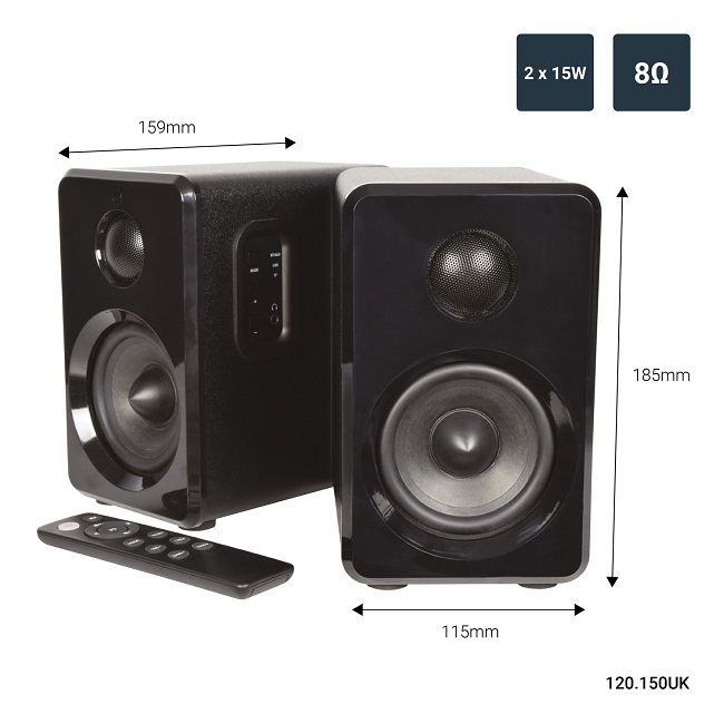 Av Link Active Bluetooth Bookshelf Speakers Black 120.150 - Image 2