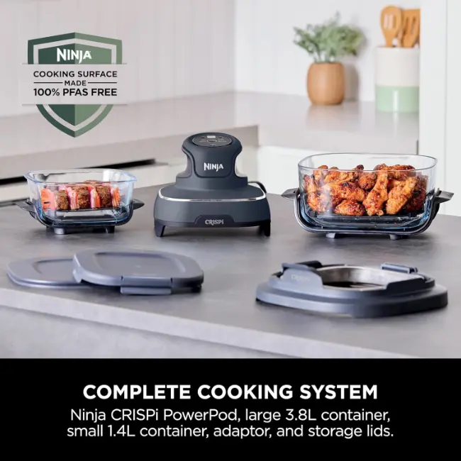 Ninja CRISPi 4-in-1 Portable Glass Air Fryer | Grey | FN101UKGY - Image 3