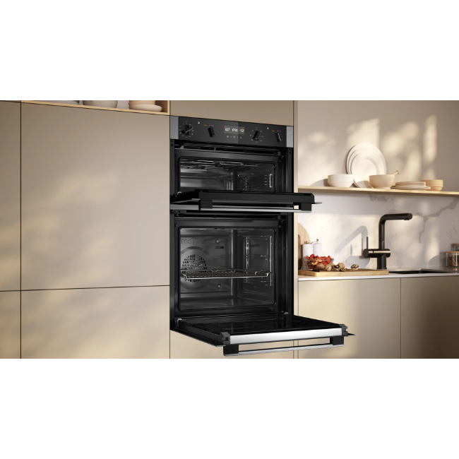 Neff N 50 Built-in Double Oven Pyrolytic - Black & Steel | U2ACH7AN7B - Image 5