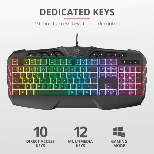 Trust Odyss Semi-Mechanical Gaming Keyboard | Black | T23916 - Image 4