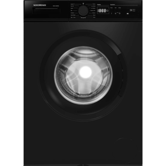Nordmende Washing Machine 8kg - Matt Black | WMA1280MBL - Image 1