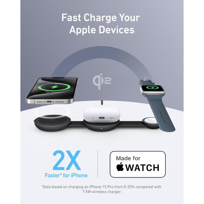 Anker Qi2 15w Foldable 3-In-1 Wireless Charger | B25M8H11 - Image 2