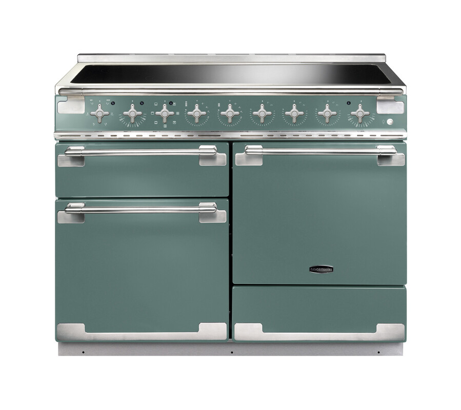 Rangemaster Elise 110cm Induction Range Cooker - Mineral Green with Brushed Nickel Trim | ELS110EIMG
