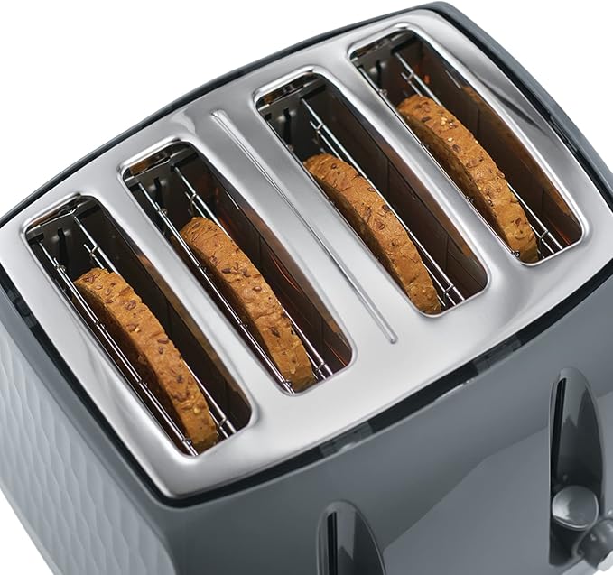 Russell Hobbs Honeycomb 4 Slice Toaster - Grey | 26073 - Image 4